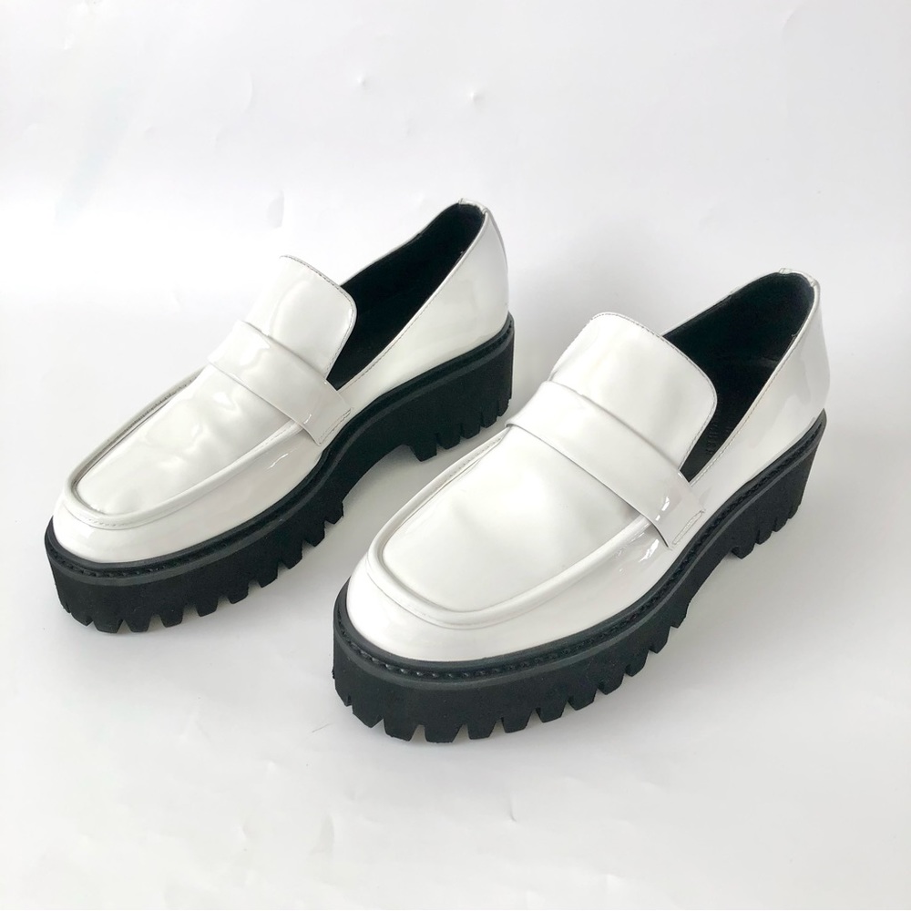 Dorothee Schumacher white Patent Leather Cool Edginess Chunky Creeper Loafers 39